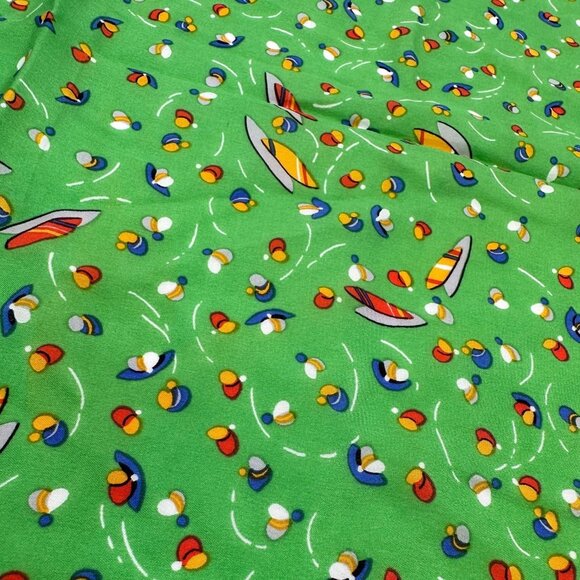 Vintage Echo Green Scarf Flying Saucers Hand Rolled Edge Retro Retro Fashion - Picture 5 of 10